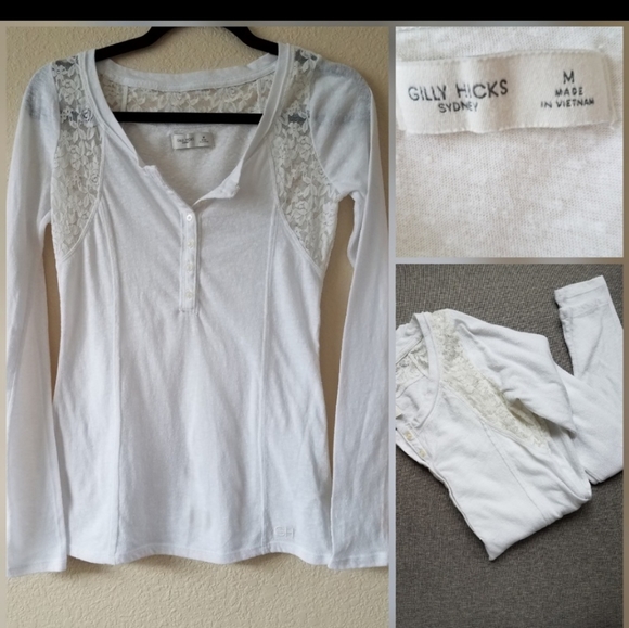 🍋3/$30 Gilly Hicks White Lace Long Sleeve  NWOT - Picture 7 of 8